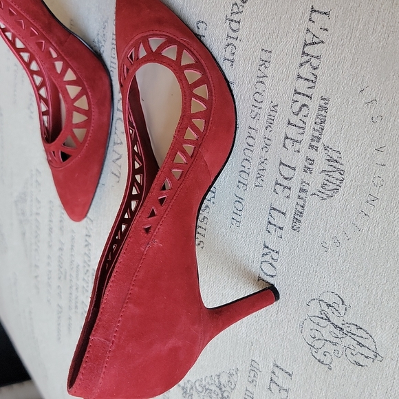 Nine West red leather upper heels - Picture 11 of 14